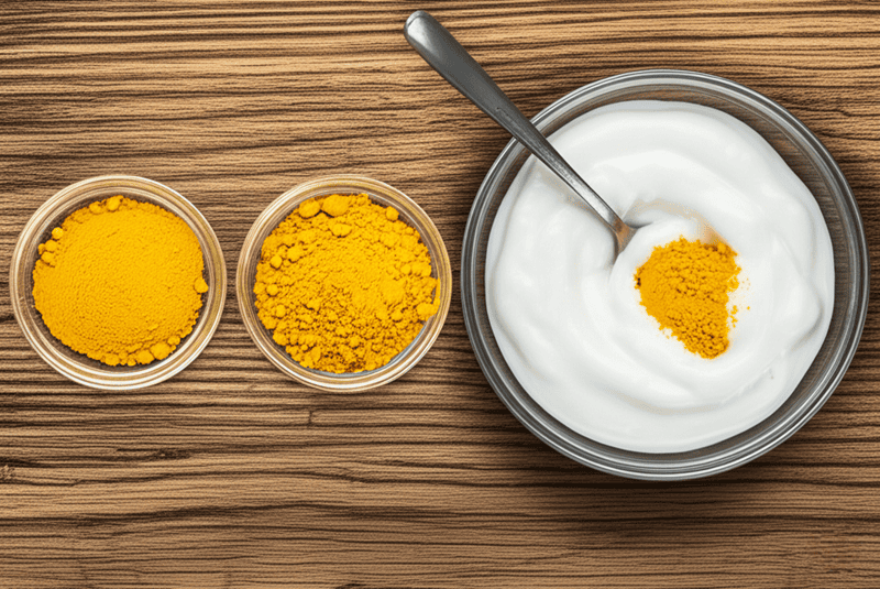 Mặt nạ tinh bột nghệ và sữa chua không đường dưỡng da sáng mịn