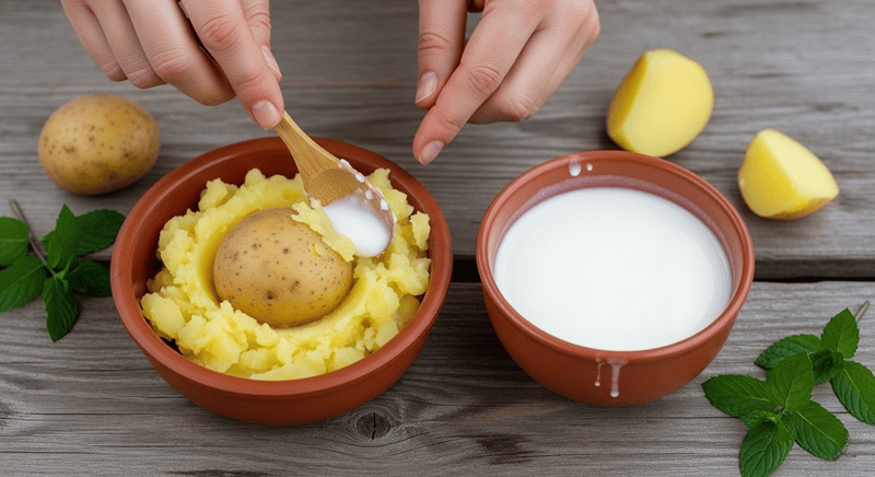 Mặt nạ khoai tây và sữa tươi dưỡng da trắng sáng một cách dịu nhẹ, an toàn cho cả da nhạy cảm