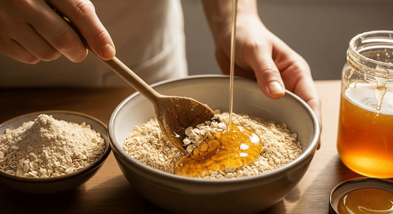 Mặt nạ yến mạch và mật ong hỗ trợ làm sáng da, mang lại làn da mịn màng, rạng rỡ