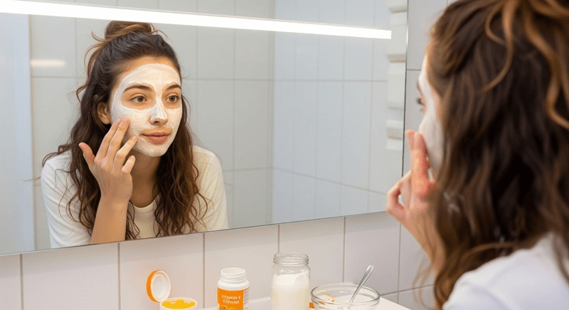 Mặt nạ kết hợp giữa vitamin E với dầu dừa hoạt động như một liệu pháp "ủ" ẩm mạnh mẽ, giúp chống oxy hóa và nuôi dưỡng làn da