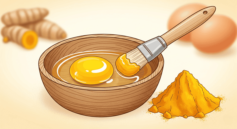 Mặt nạ trứng gà kết hợp với tinh bột nghệ chính là giải pháp hữu hiệu làm mờ vết thâm