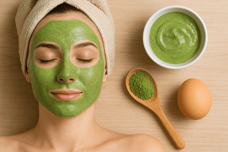 Bột trà xanh vốn nổi tiếng với đặc tính chống oxy hóa mạnh mẽ, khi làm sử dụng để làm mặt nạ cùng trứng gà sẽ tạo nên một lớp lá chắn bảo vệ làn da