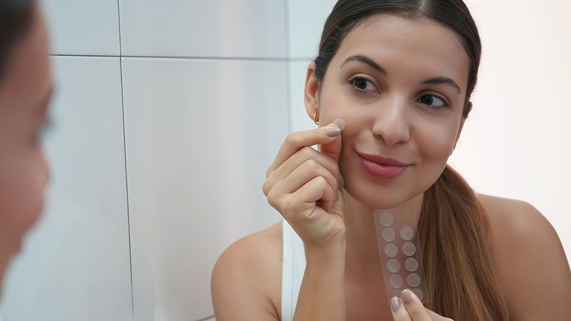 Gỡ miếng dán khỏi lớp bảo vệ, dán trực tiếp lên nốt mụn và ấn nhẹ để cố định