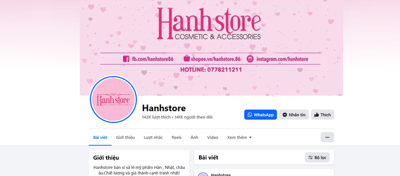 Hanhstore là một shop mỹ phẩm chuyên bán sỉ và lẻ các sản phẩm xách tay từ nhiều khu vực khác nhau trên thế giới