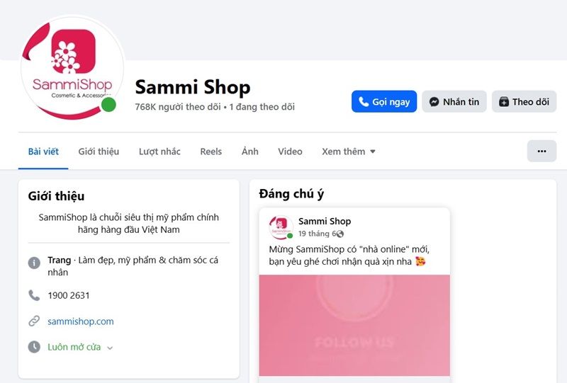 Sammi Shop là thương hiệu phân phối mỹ phâmt quen thuộc, đặc biệt mạnh ở khu vực Hà Nội và các tỉnh phía Bắc
