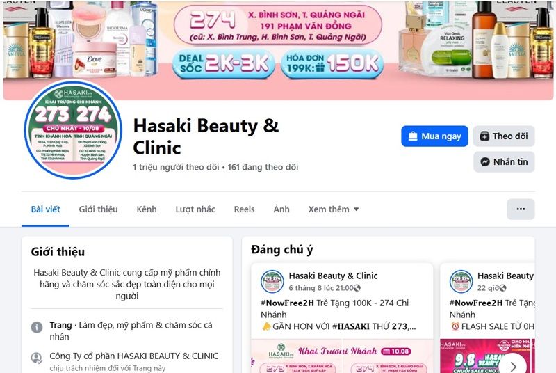 Hasaki là một hệ sinh thái làm đẹp toàn diện với chuỗi cửa hàng, website, ứng dụng di động và cả dịch vụ clinic & spa