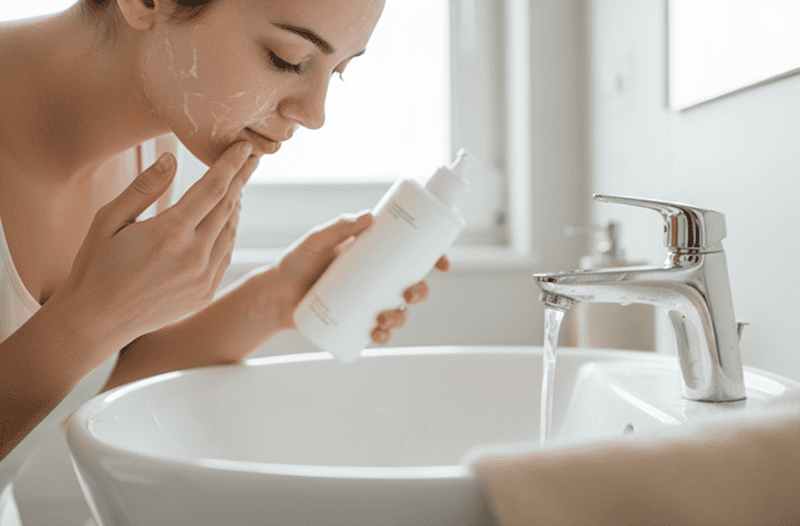 Bạn làm ướt mặt bằng nước mát, sau đó dùng tay sạch massage nhẹ nhàng theo chuyển động tròn nhỏ