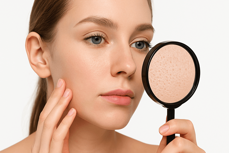Bạn có thể quan sát kích thước lỗ chân lông để xác định loại da