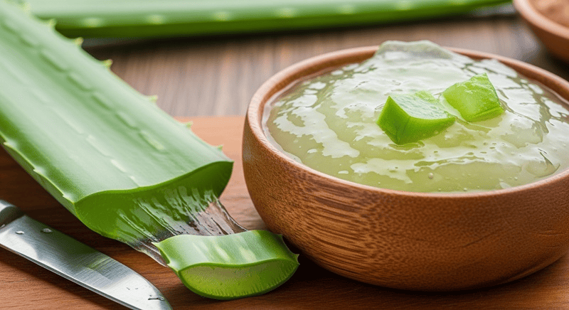 Nghiền nát phần gel hoặc xay nhuyễn, sau đó thoa trực tiếp lên mặt