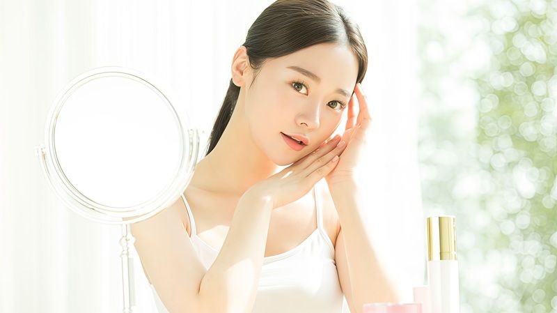 Phụ nữ sử dụng mỹ phẩm để duy trì làn da khỏe mạnh, tươi sáng, cân bằng giữa vẻ ngoài và sức khỏe