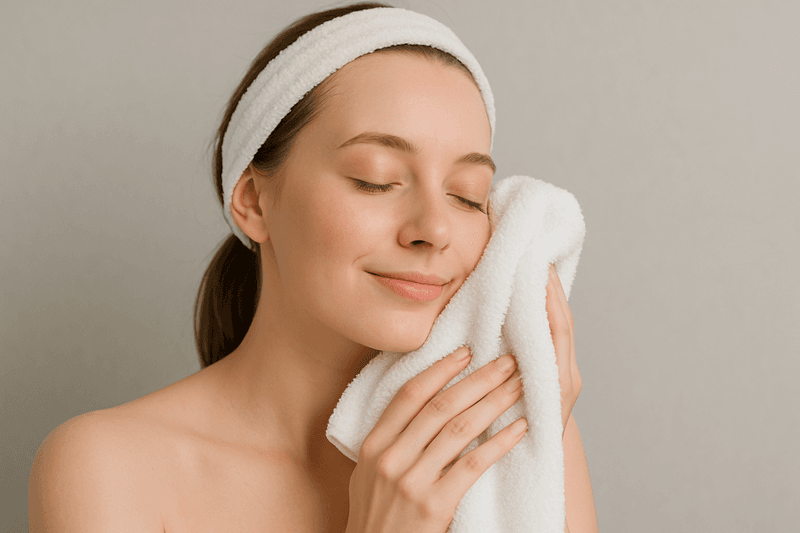 Bạn cần thấm khô da bằng khô bông mềm, sạch sau khi rửa mặt