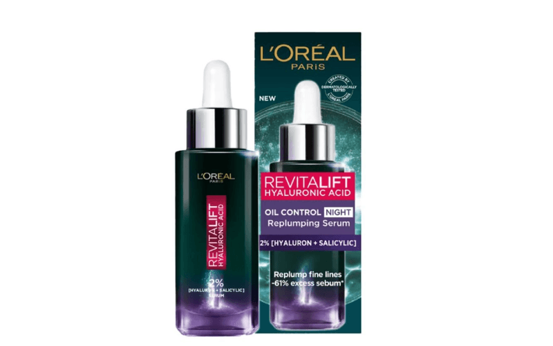 Serum L'Oréal Niacinamide 2% kiềm dầu ban đêm giúp phục hồi làn da dầu mụn, mờ thâm và cải thiện kết cấu da sau một ngày dài