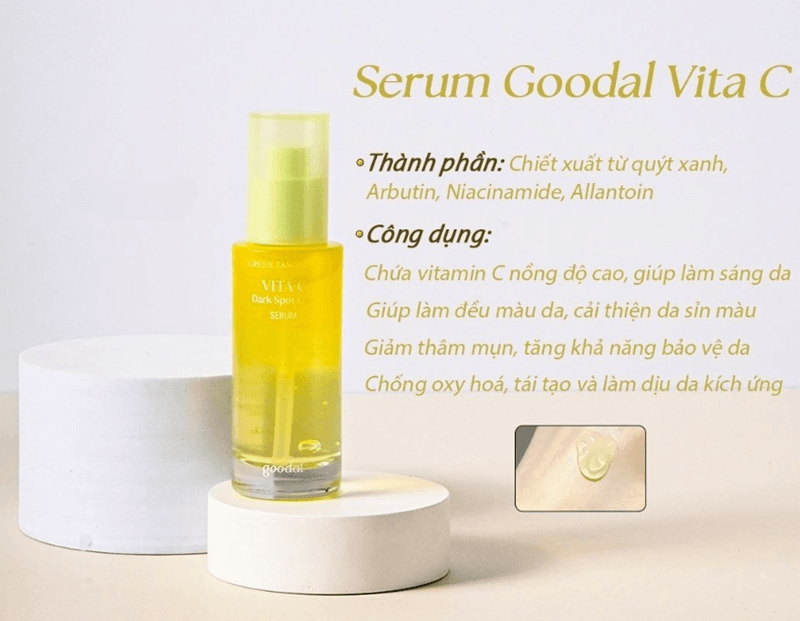 Goodal Green Tangerine Vita-C Dark Spot Serum sở hữu chất gel trong veo, mỏng nhẹ