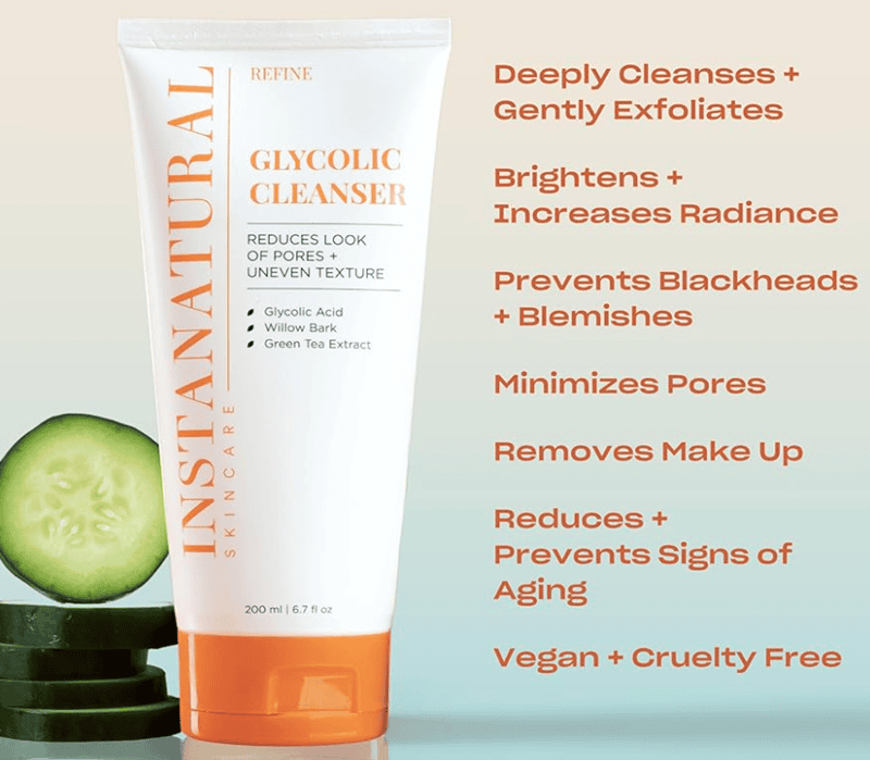 InstaNatural Glycolic Cleanser được thiết kế để cung cấp khả năng tẩy tế bào chết nhẹ nhàng từ Glycolic Acid