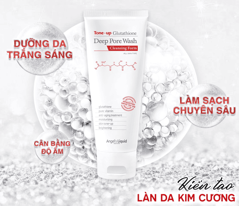 Angel's Liquid đã đưa bộ đôi Glutathione và Niacinamide vào sữa rửa mặt Deep Pore Cleansing Foam, mang đến giải pháp làm sạch sâu kết hợp nuôi dưỡng làn da rạng rỡ