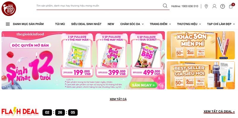 Khác biệt với các trang thương mại điện tử tổng hợp, Thế Giới Skinfood tập trung sâu vào một ngách riêng là mỹ phẩm skincare nội địa Hàn