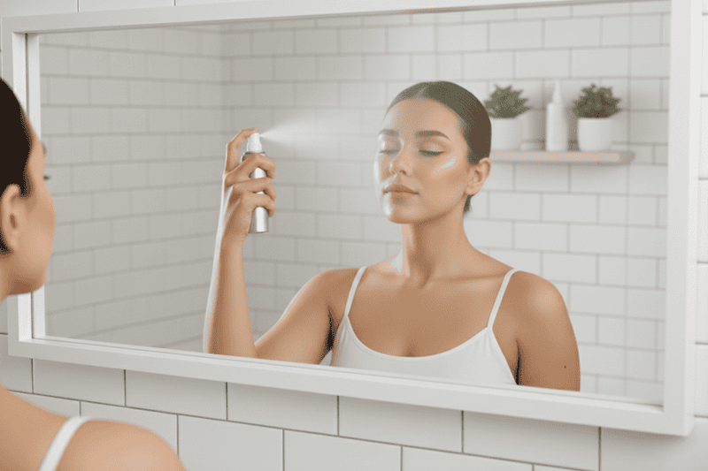 Bạn có thể sử dụng xịt khoáng sau khi trang điểm xong để cố định toàn bộ lớp makeup